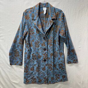 Color me Cotton Vintage Long Tapestry Floral Blazer Jacket Womens size XL